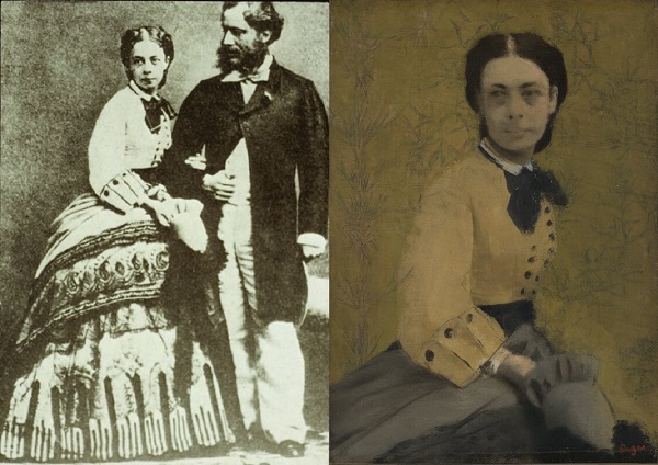 Edgar Degas Prenses Metternich'in fotoğrafını (solda) prensesin portresini yaparken (sağda) kullandı. 