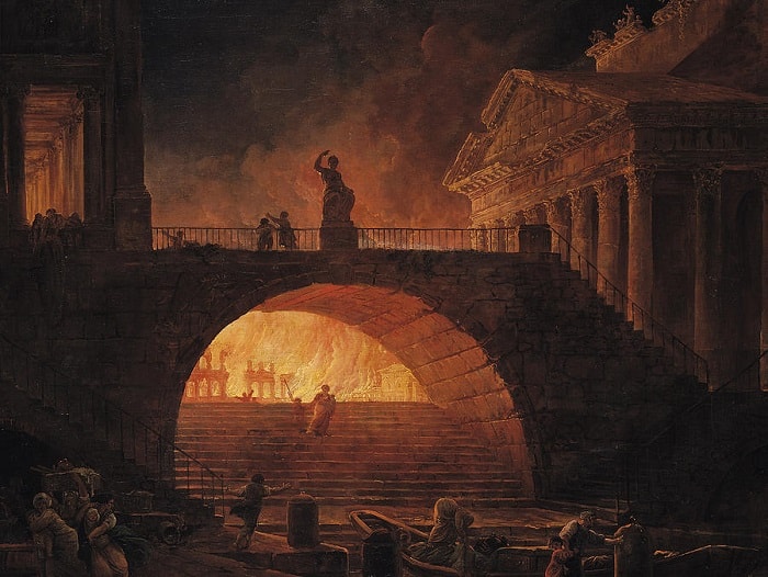 The Fire Of Rome - Hubert Robert / Roma'nın hristiyanlık dinine geçişi