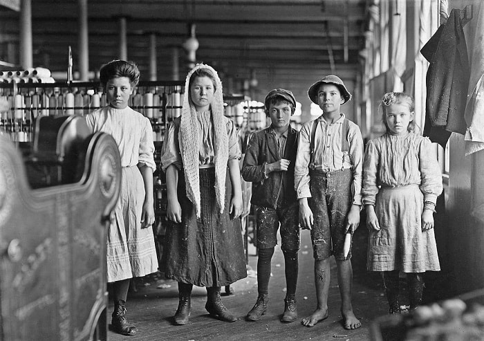 Child Labour: Spinners and doffers in Lancaster Cotton Mills, USA

