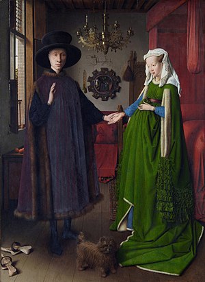 Jan van Eyck, İtalyan tacir Arnolfini'nin düğününü 1434'te on yıl önce akla hayale bile getirilemeyecek bir gerçeklikle resmetmiş
