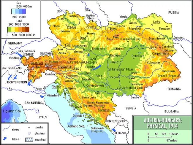 1914'te Avusturya-Macaristan haritası