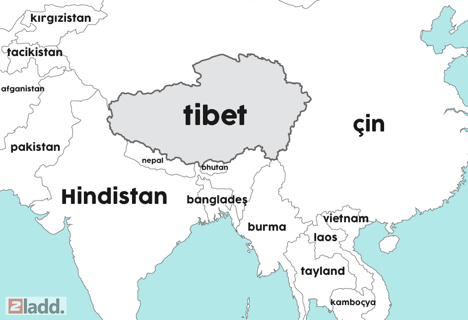 tibet dünya haritası geniş