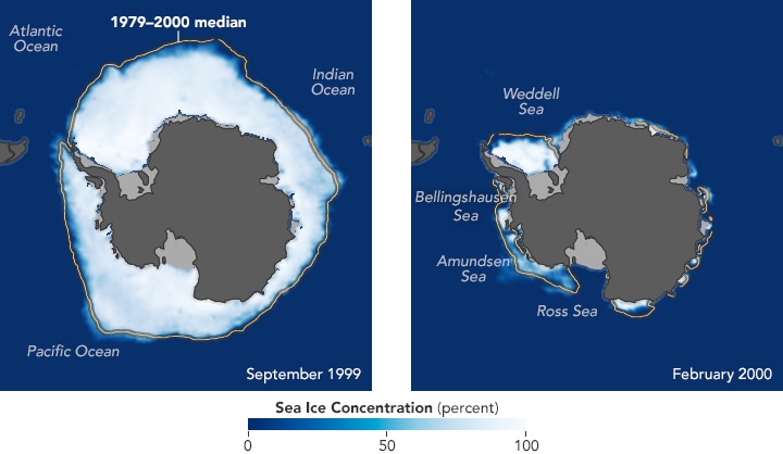 antarktika buz örtüsünün karşılaştırması