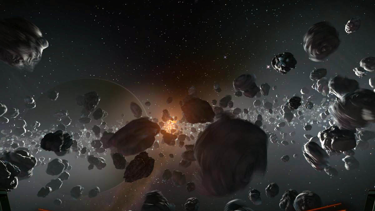 asteroitler uzay boşluğunda