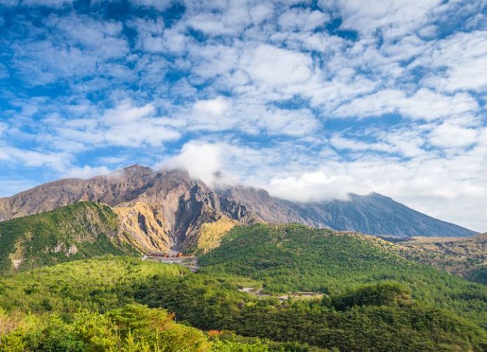 Sakurajima Yanardağı - Yarımada oluşturan volkan
