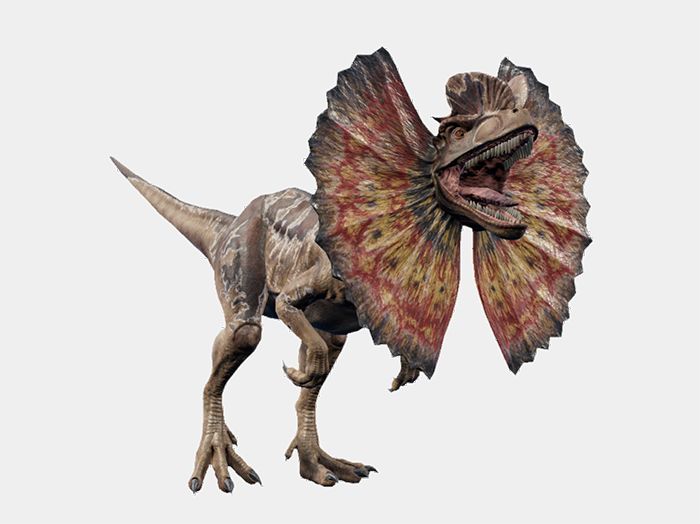 jurassic dönemi'nde yaşamış dinozor Dilophosaurus.