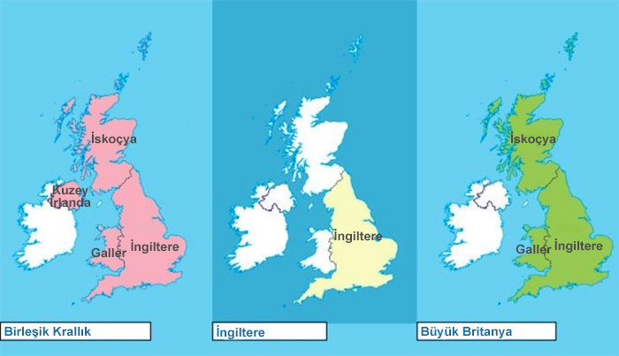 birleşik krallık, büyük britanya ve ingiltere haritası