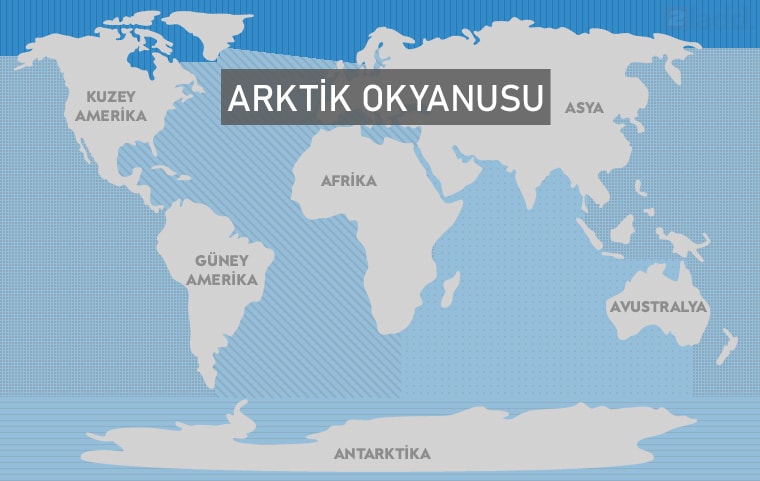 Koyu mavi ile Arktik Okyanusu haritası