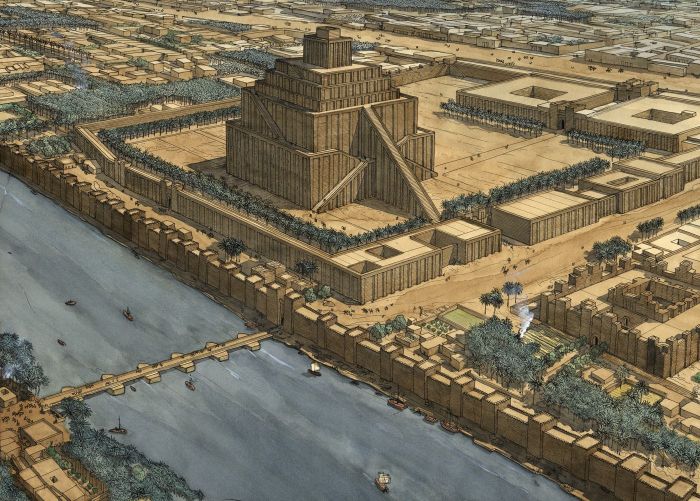 Babil'de Etemenanki Zigguratı'nın modern tasviri.