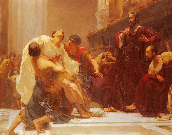 Olympia Tapınağı'nda Zafer Tacını alırken ölen Yunan koşucu Ladas'ın Ölümü.