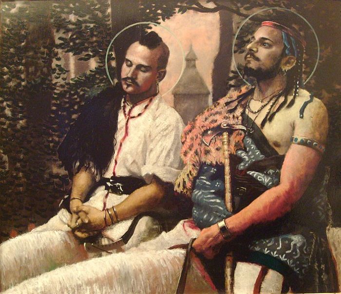 Bleda ve Attila. Bir Macar ressam tarafından resmedilen Hun hükümdarları dua ederken.