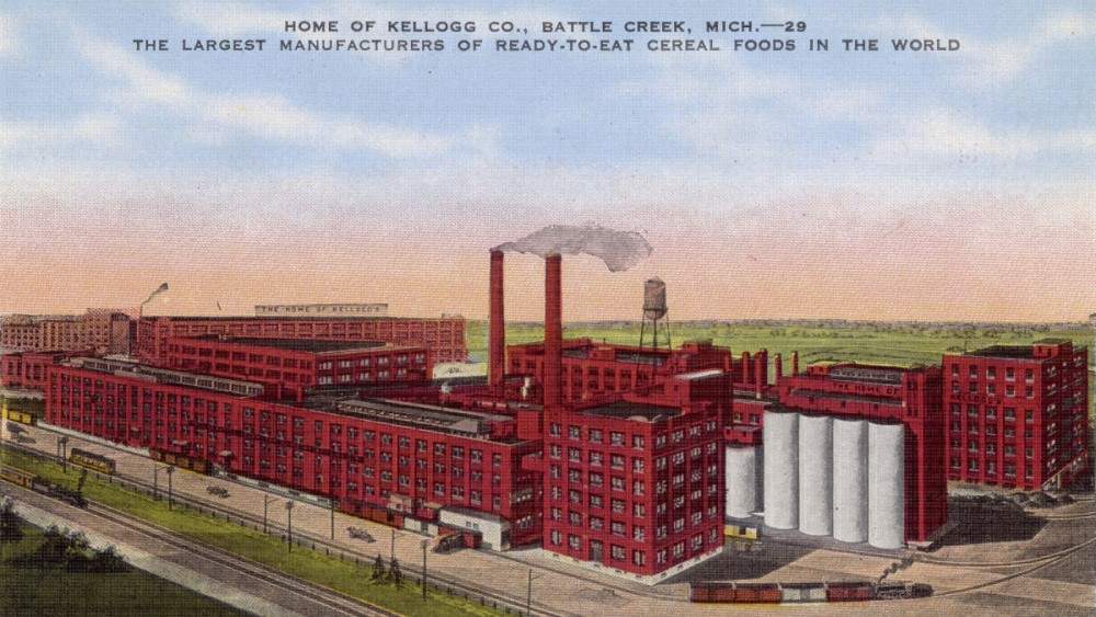 Mişigın'daki Kellogg fabrikasının bir kartpostalı.