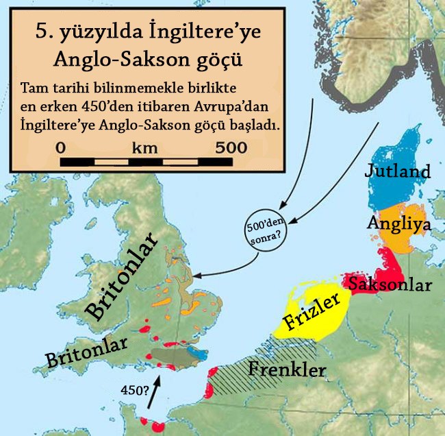 5. yüzyılda İngiltere'ye Anglo-Sakson göçü. 