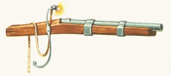 İlk modern silahlardan 15. yüzyıl arkebüz fitil ile çalıştı.