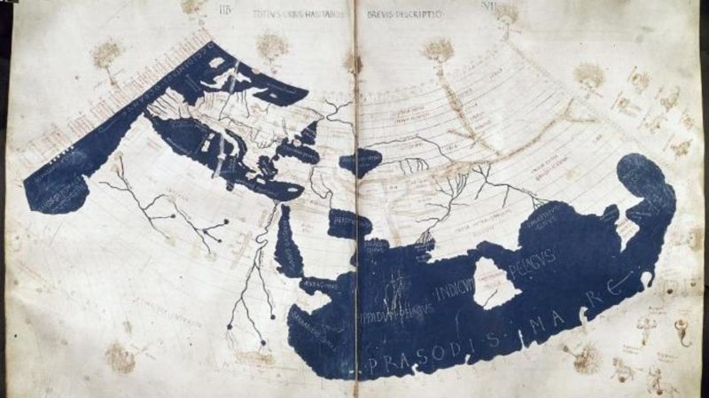 Batlamyus'un haritalarından birinin Orta Çağ rekonstrüksiyonu.