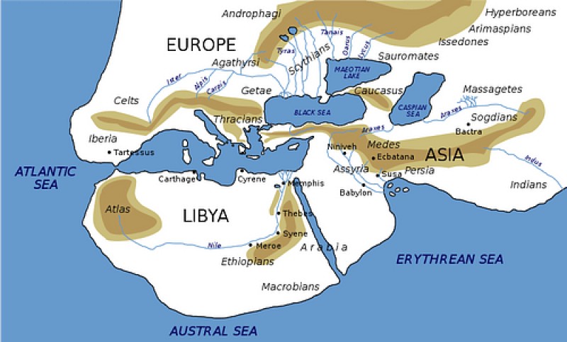 Herodot'un MÖ 5. yüzyılda çizdiği dünya haritası.