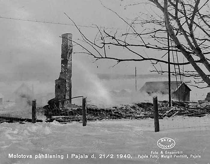 Sovyet bombalama baskınından sonra Pajala
