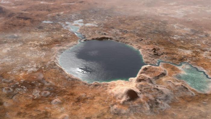 Perseverance aracının Şubat 2021'de indiği Jezero Krateri geçmişte bir göldü.