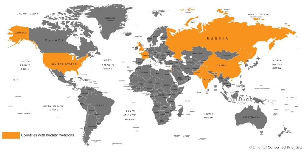 Nükleer silahı olan ülkeler.