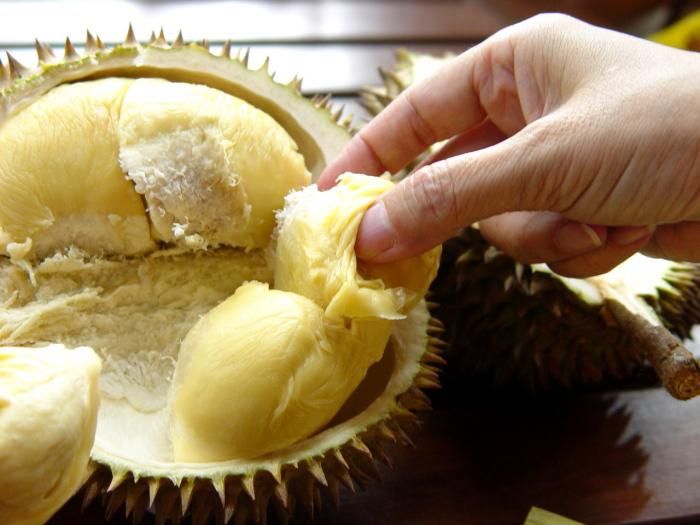 Durian meyvesinin içi.