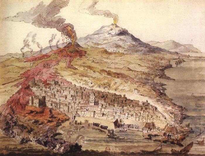 Etna Dağı'nın 1669 patlaması sırasında lavlar Katanya surlarını aştı.