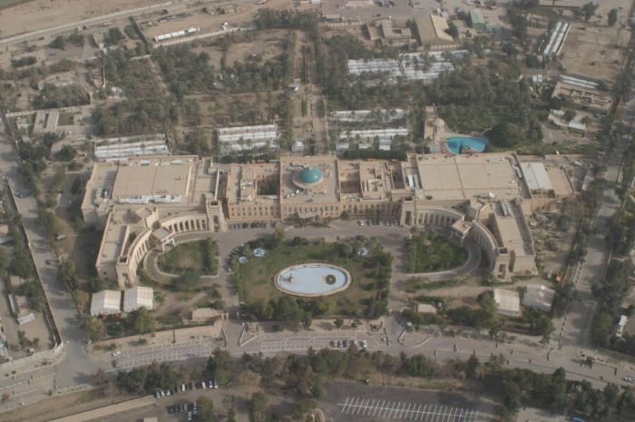Irak'ın başkenti Bağdat'taki Cumhuriyet Sarayı'nın havadan görünümü.