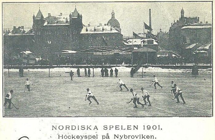 1901'de Nybroviken koyunda İskandinav Oyunları hokey Maçı.