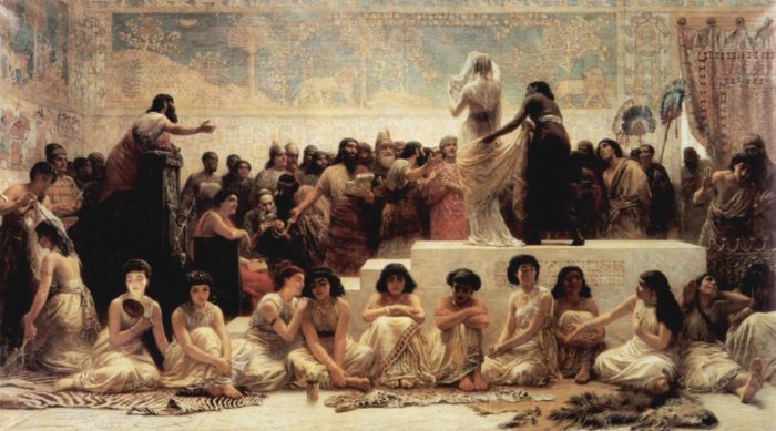 Babil Evlilik Pazarı'nın Herodot'un Tarihler kitabında anlatıldığı haliyle Edwin Long tarafından 1875 tarihli yorumu.