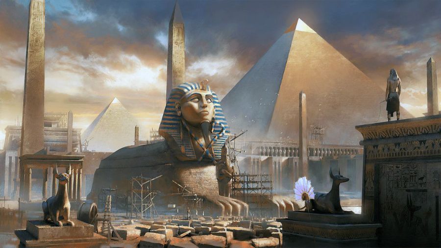 Dev piramitler Büyük Gize Sfenksi'ni olduğundan küçük gösterir.