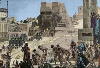 Fransız Henri Paul Motte'un (1846-1922) Baal'a kurban edilen tutsak tasviri.