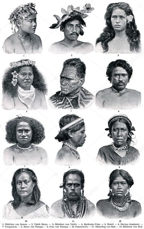 Mikronezya'nın ve komşu Polinezya'nın yerli insanlarına bir bakış.