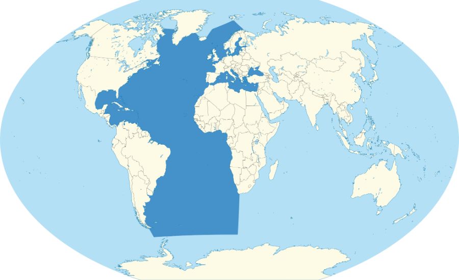 Atlas Okyanusu haritası.