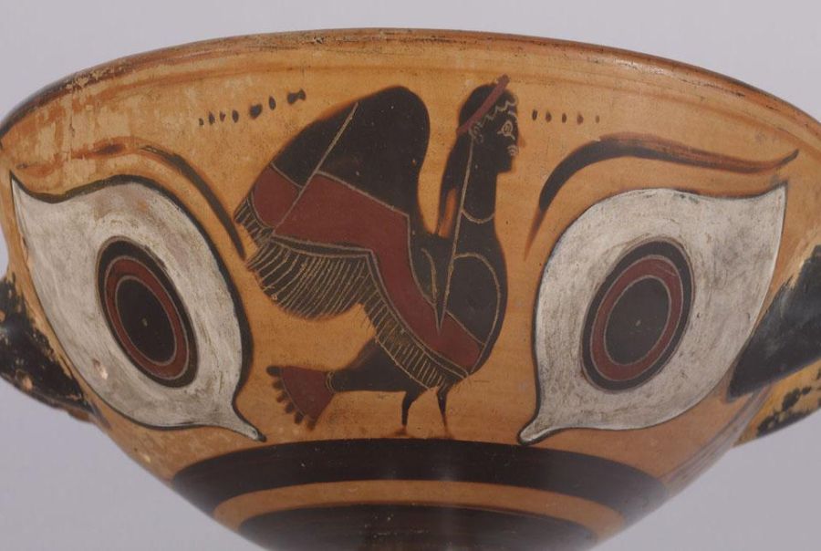 Üzerinde sirenlerin olduğu MÖ 6. yüzyıla ait Yunan kabı.