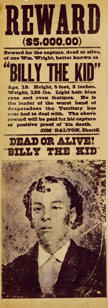 1877 dolaylarında Billy the Kid için aranıyor posteri.