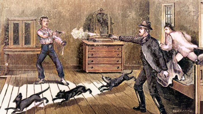 Billy the Kid, 14 Temmuz 1881 gecesi, New Mexico, Fort Sumner yakınlarındaki Maxwell çiftliğinde karanlık bir odada şerif Pat Garrett tarafından öldürüldü.