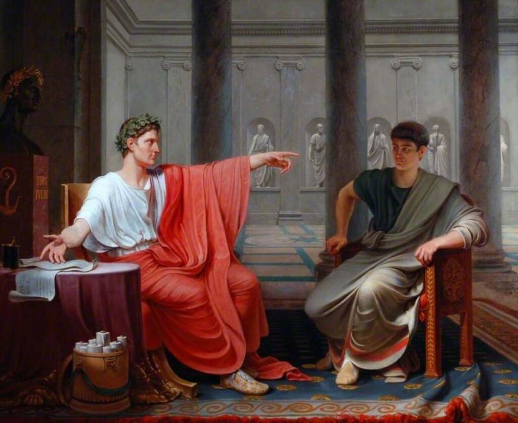 İmparator Augustus, Cornelius Cinna'yı ihaneti için azarlıyor.