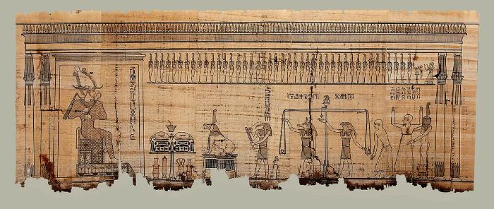 Ölüler Kitabı papirüsünde farklı tanrılar, Ptolemaios Dönemi, MÖ 305-30.