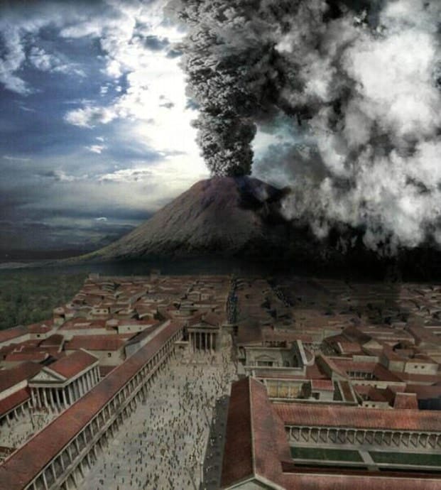 MS 79'da Vezüv'ün patlamasını gösteren Pompeii filminden bir kare