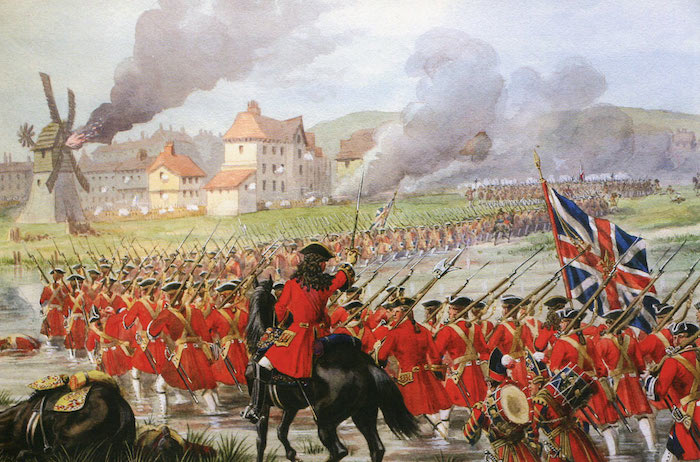 İngilizler Blenheim'a saldırmak için ilerliyor: İspanya Veraset Savaşı, 2 Ağustos 1704, Blenheim Muharebesi
İspanya Veraset Savaşı
