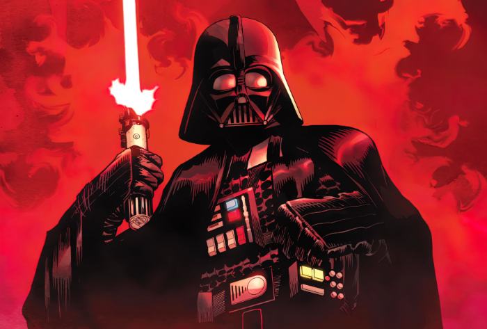 Darth Vader ışık kılıcıyla beraber