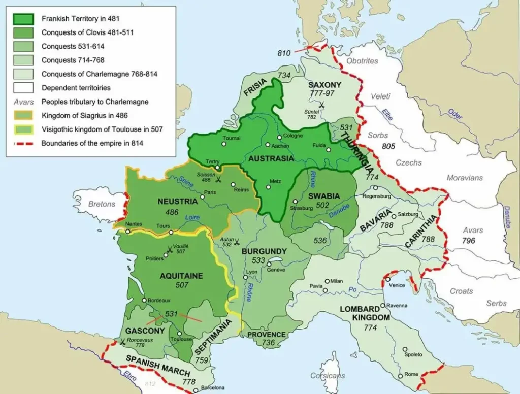 MS 481'den 814'e kadar Francia Haritası