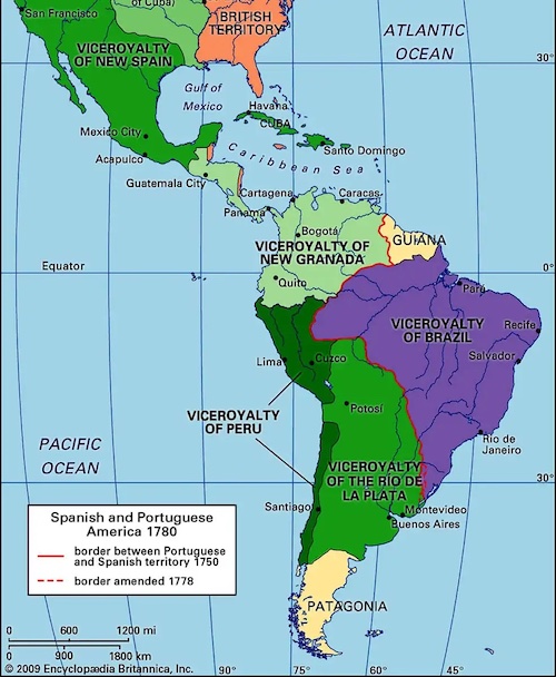 Bağımsızlık öncesi Güney Amerika'daki Portekiz ve İspanyol toprakları / Francisco Solano Lopez