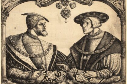 V. Charles ve kardeşi Ferdinand, Christoph Bockstorfer tarafından yapılan bir gravürde resmediliyor