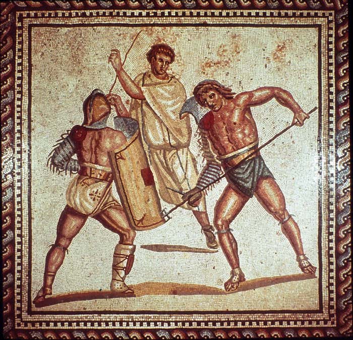 Gladyatörleri tasvir eden Roma mozaiği
