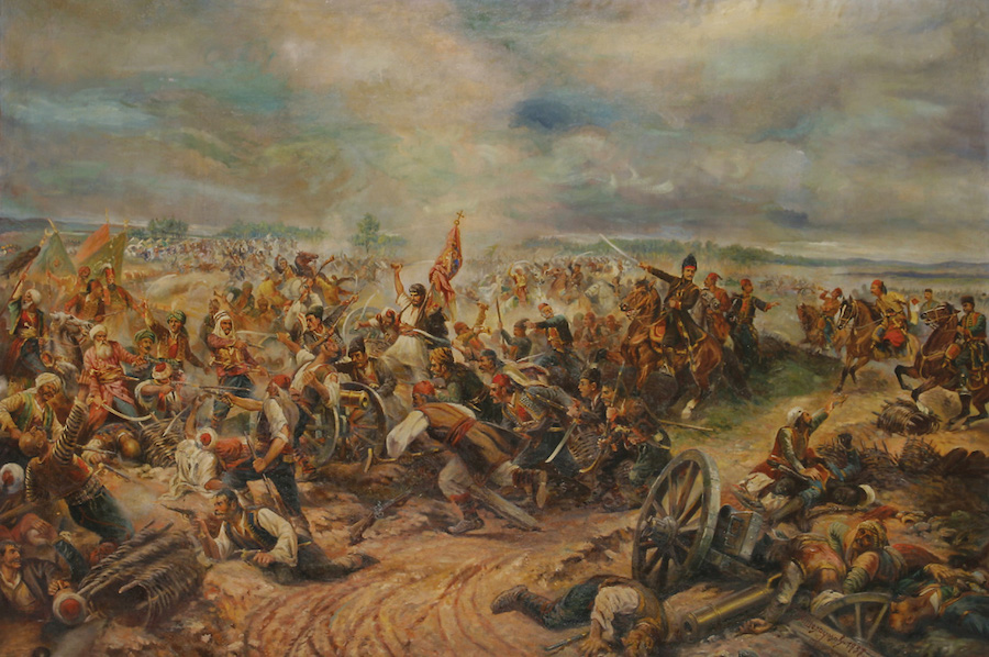 Sırplar Osmanlı'ya karşı birden fazla kez ayaklanarak, en sonunda bağımsızlığını elde etmişti. Bu çizim Mişar Muharebesi'ni betimliyor.
