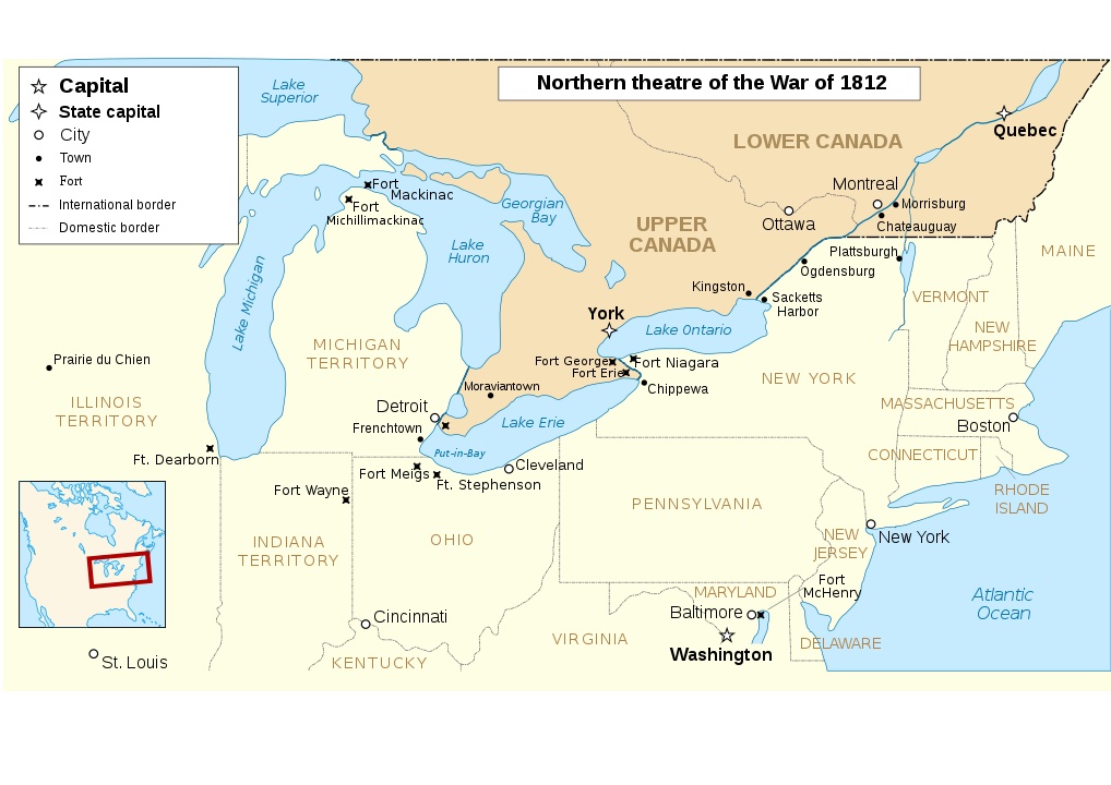 1812 Savaşı'nın konum haritası