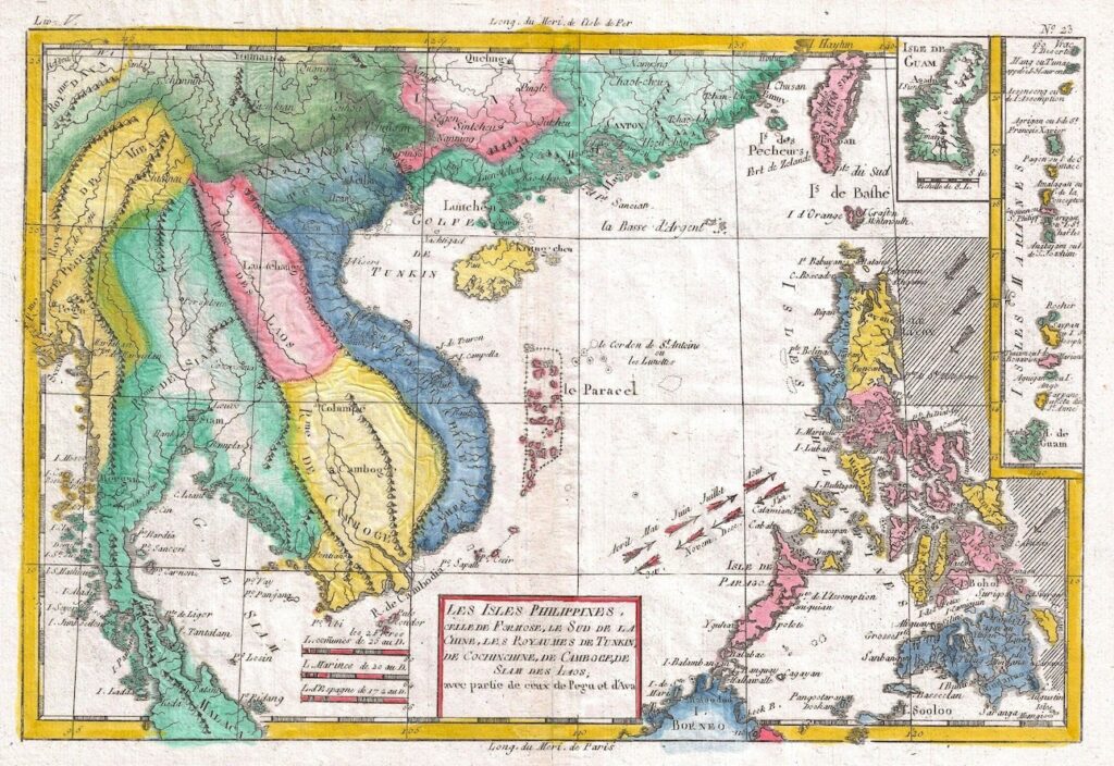 Güney Çin Denizi'nin 18. yüzyıl sonu haritası.
