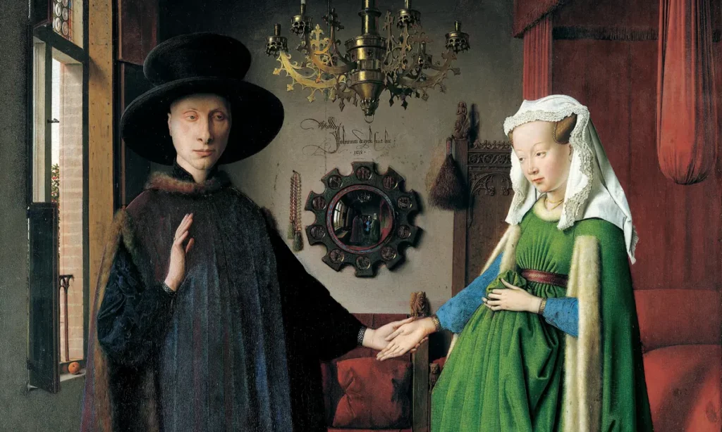 Jan van Eyck'in Arnolfini'nin Evlenmesi (Orjinal adı: Portret van Giovanni Arnolfini en zijn vrouw).