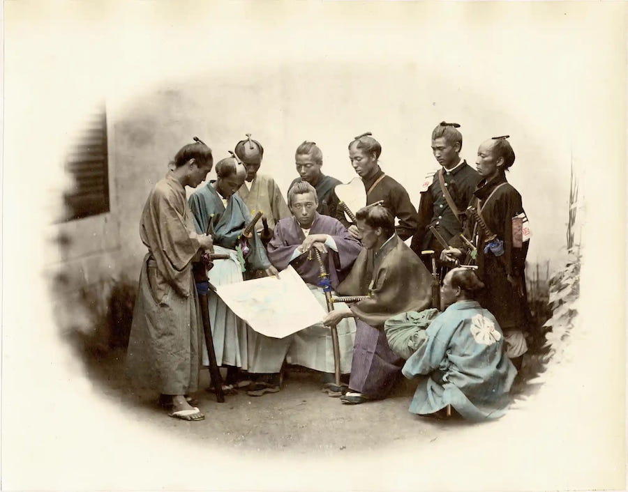 Güneyli subaylar, 1867 dolaylarında. Kaynak: Guardian - Son samuraylar
