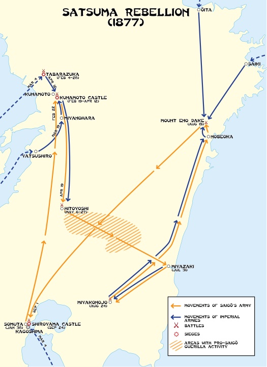 Satsuma Ayaklanması'nın haritası